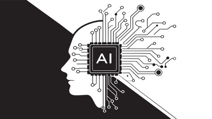 AI Technology Concept – Ideal for Machine Learning Graphics, Artificial Intelligence Branding, Digital Innovation, Tech Presentations, Futuristic Designs | Adobe Illustrator Artwork