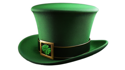 Emerald Green Top Hat with Shamrock Emblem