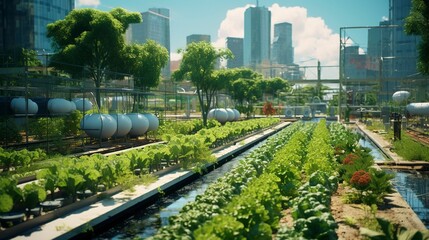 Obraz premium A photo of an urban farm using innovative water