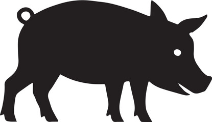 Fototapeta premium A vector silhouette illustration of a pig in a simple yet detailed design. Ideal for farm-themed graphics, butcher shop logos, or rustic decorations. Perfect for digital and print projects