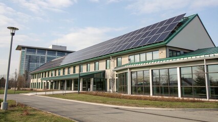 Obraz premium Solar panels building architecture electricity