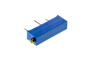 Trimmer Potentiometer Blue Isolated on White