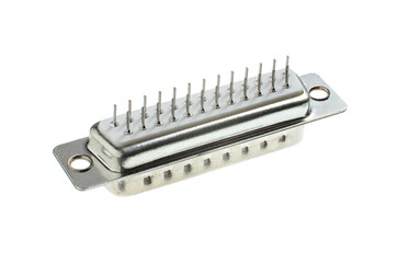 DB25 Female Connector Isolated on White