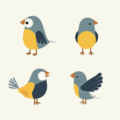 Fototapeta premium Vögel-Illustration: Vier verschiedene Posen
