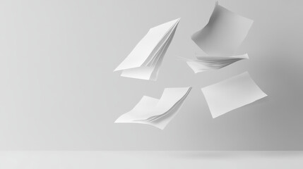 Flying blank papers isolated on transparent background vector illustration