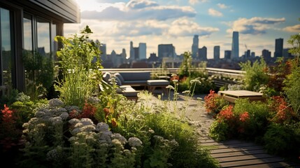 Fototapeta premium A photo of an urban rooftop garden
