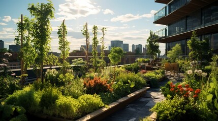 Obraz premium A photo of an urban rooftop garden