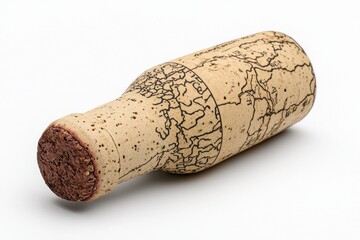 Detailed Close up of a Light Brown Wine Cork on White Background
