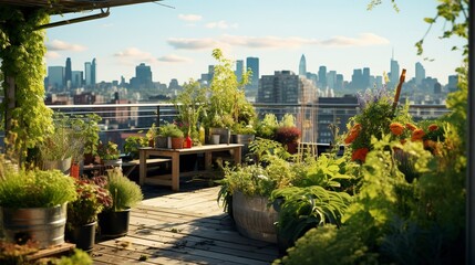 Fototapeta premium A photo of an urban rooftop garden