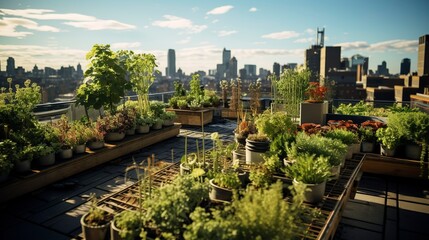 Fototapeta premium A photo of an urban rooftop garden