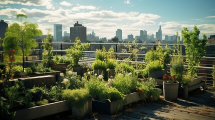 Fototapeta premium A photo of an urban rooftop garden