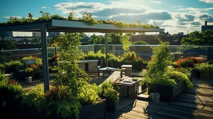 Obraz premium A photo of an urban rooftop garden