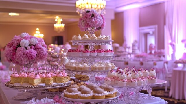 Gourmet desserts arranged beautifully for an upscale event. 
