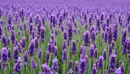 Vast field of purple lavender swaying gently in breeze, botanical, meadow