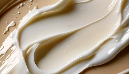 Texture of white cream on top of brown liquid.