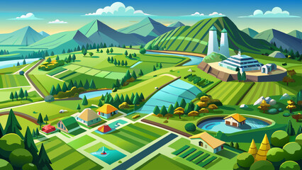 Aerial view of green landscape