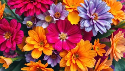 Vibrant blooms in a close-up, richly hued floral painting, decor, garden