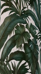 Natural green palm tree leaves