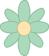 Cute Vector illustration of a Simple Mint Green Flower