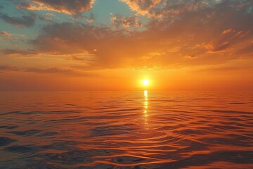 Fototapeta premium Sunset over the sea with clouds.