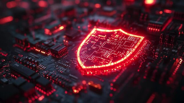 A 3D illustration of data being masked with a shield icon, symbolizing data protection and security. 6