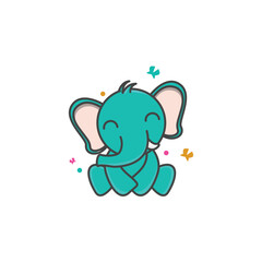 Cute Cartoon Elephant Mascot Logo.