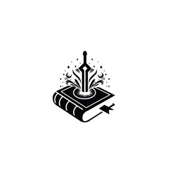 Fantasy Book and Sword Logo Design.