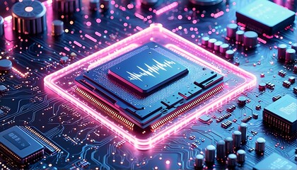 Fototapeta premium Microprocessors and circuit boards: a visual representation of cutting-edge technology.