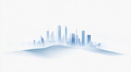 Fototapeta premium Abstract model of a white commercial city, featuring minimalistic design elements and an open background. The image emphasizes the clean, modern aesthetic of urban architecture, with a focus on the si