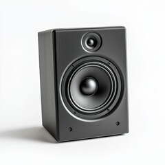 a black speaker on a white background 