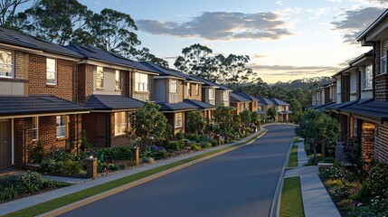 Obraz premium Modern Suburban Homes on a Quiet Residential Street