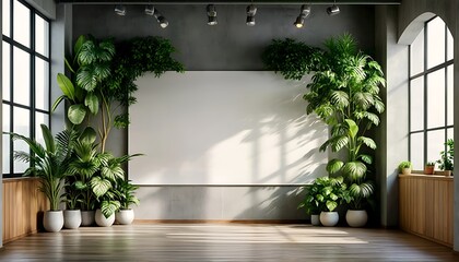 indoor plants and their shadows on wall.
