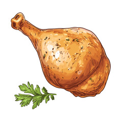 Roasted Turkey Drumstick with Rosemary Garnish