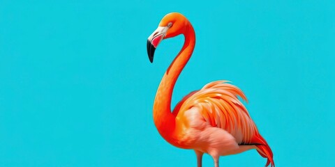 Fototapeta premium Vibrant flamingo with polka dots, playful pose, number one , fun, vibrant