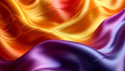 Abstract Background of Shiny Orange and Purple Silk Fabric.