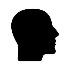 human head icon . Human head profile black shadow silhouette color editable