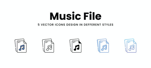 Music File vector icons set stock illustration