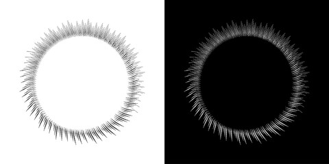 Fototapeta premium Dynamic abstract spiral sound wave rhythm lines. Circular spiral sound wave rhythm of lines. Circular futuristic abstract lines, black and white background. 