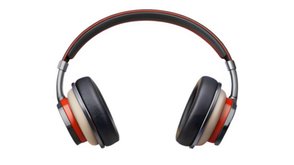 Wireless Headphones Isolated on Transparent Background, Modern Bluetooth Over-Ear Headset

