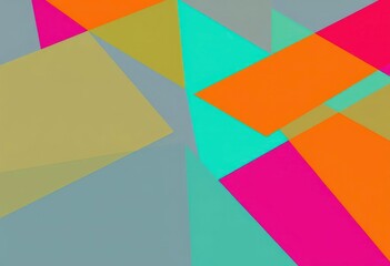 Obraz premium Bold, overlapping triangles in teal, orange, and fuchsia create a dynamic composition, graphic, shape