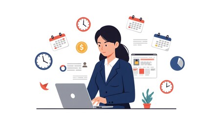 business woman working on laptop