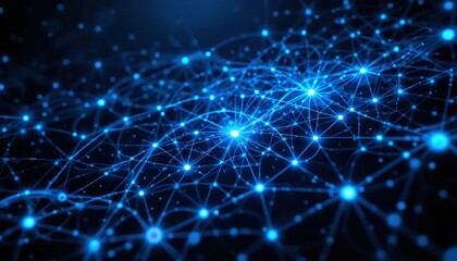 Neural network, artificial intelligence, social connections, digital database, polygonal mesh 3D illustration