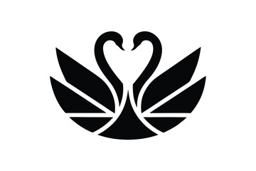 Romantic Swan Silhouettes in Heart Formation – Symbol of Love