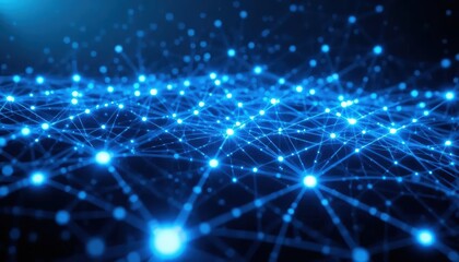 Fototapeta premium Neural network, artificial intelligence, social connections, digital database, polygonal mesh 3D illustration