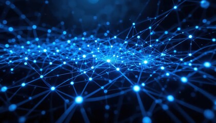 Neural network, artificial intelligence, social connections, digital database, polygonal mesh 3D illustration