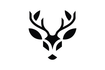 Geometric Wildlife Logo &ndash; Symmetrical Deer Head with Sharp Angles