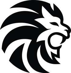 Majestic Lion Logo – Abstract Symmetry in Black and White