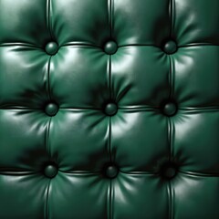 Naklejka premium Close-up illustration of tufted leather upholstery with button detail. Emerald, dark green color. Elegant, classic texture. Fabric material for furniture, interior design, luxury items.