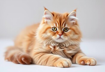 Obraz premium Fluffy British Shorthair, light brown fur, relaxed pose, pet, stock photo