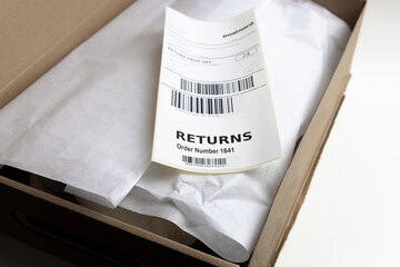 Packaging with return label ready for return